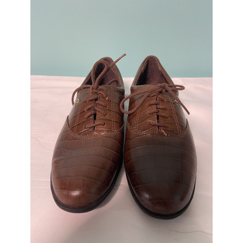 Easy Spirit Brown Leather Lace Up Loafers Comfort Shoes Women's 7.5 S-252